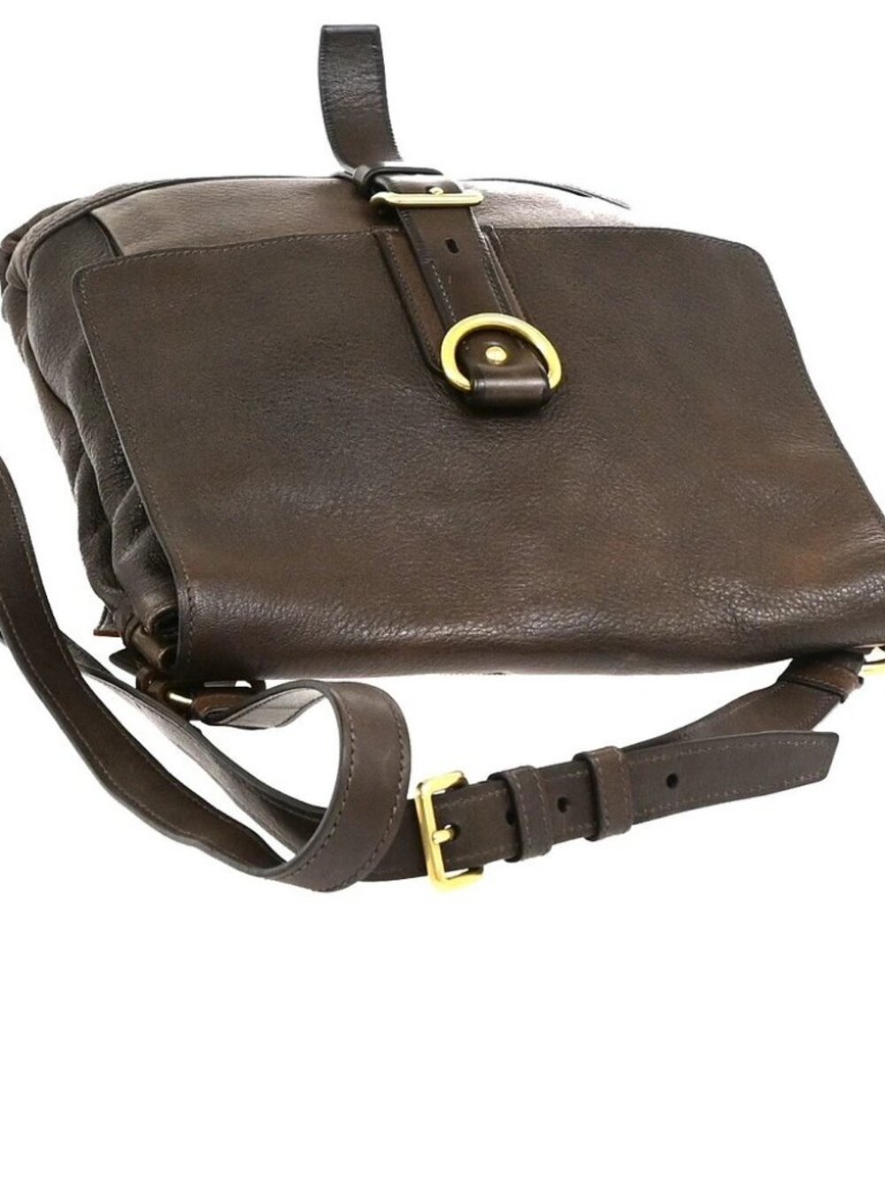 PRADA Logo Crossbody Messenger Shoulder Bag Leather Brown GHW Italy 87KD156 - Picture 5 of 14